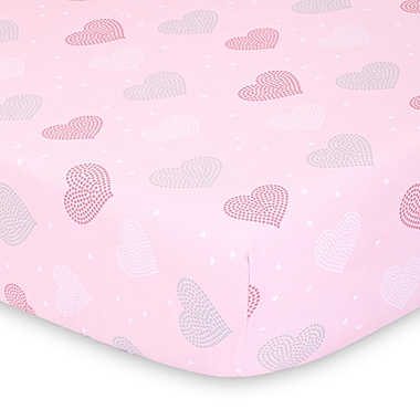 The Peanutshell&trade; Fitted Crib Sheets in Pink Elephants/Pink Hearts (2-Pack). View a larger version of this product image.