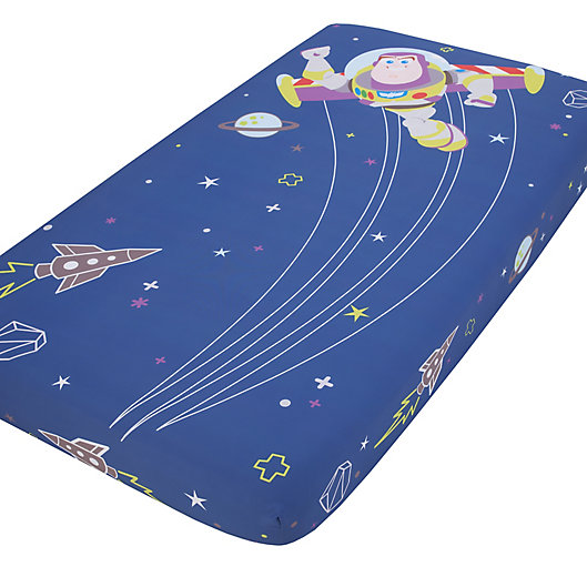 Alternate image 1 for Disney® Buzz Lightyear Photo Op Fitted Crib Sheet in Blue