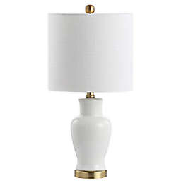 JONATHAN  Y Chi LED Table Lamp in White with Linen shade