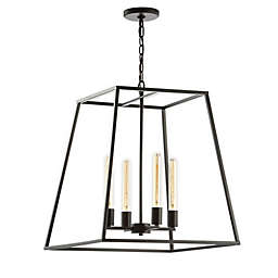 JONATHAN  Y Hutson 4-Light LED Pendant in Black with Metal Shade