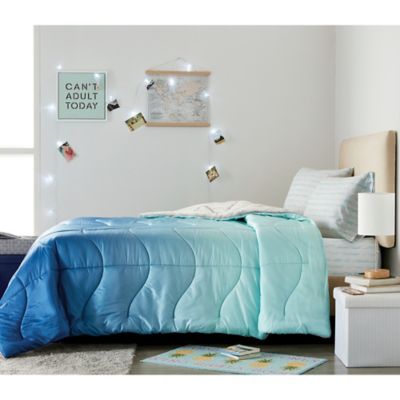 Collective Puffer 4 Piece Comforter Set, Grey And Teal Twin Bed Set