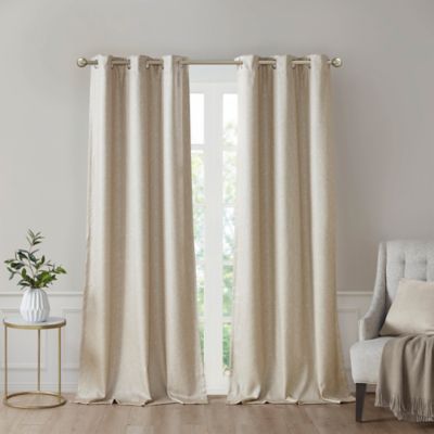 SunSmart Como 84-Inch Blackout Tonal Printed Faux Silk Curtain Panels in Taupe (Set of 2)