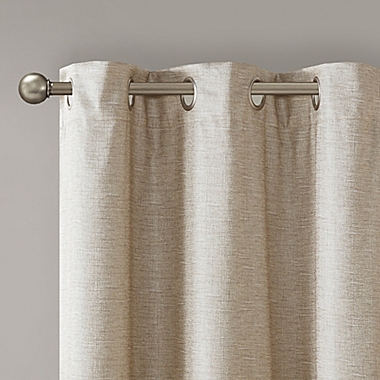 SunSmart Como 84-Inch Blackout Tonal Printed Faux Silk Curtain Panels in Taupe (Set of 2). View a larger version of this product image.