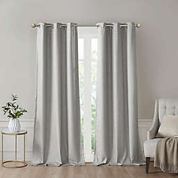 SunSmart Como 63-Inch Total Blackout Tonal Printed Faux Silk Curtain Panels in Grey (Set of 2)