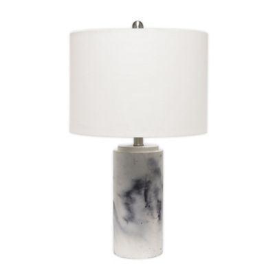 Marbleized Table Lamp in White with Fabric Shade