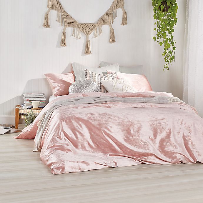 Velvet King Comforter Set In Blush, Pink Velvet King Size Bedding