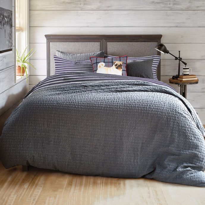 Stripe Flannel Comforter Set In Grey Bed Bath Beyond