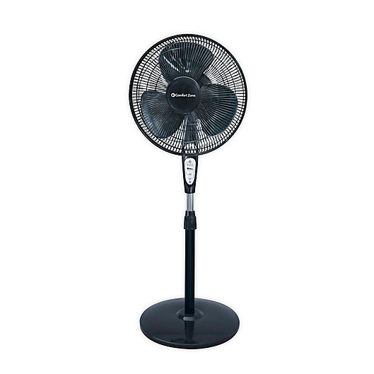 Alternate image 1 for Comfort Zone® CZST181RBK 18-Inch Pedestal Fan in Black