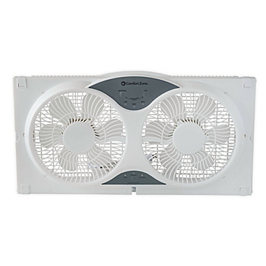 Comfort Zone&reg; CZ310R Reversible Twin Window Fan in White. View a larger version of this product image.