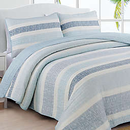 Estate Collection Delray 3-Piece Reversible Full/Queen Quilt Set in Blue