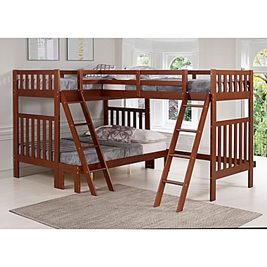 Aurora Twin Over Full Triple Bunk Bed in Chestnut. View a larger version of this product image.