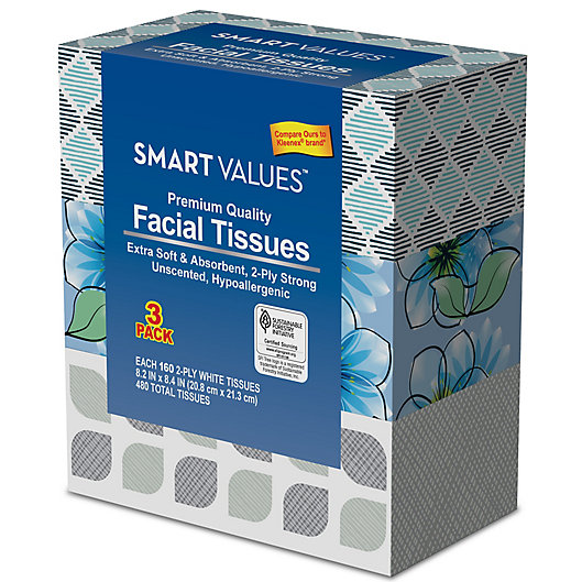 Alternate image 1 for Smart Values™ 3-Pack Premium Quality Facial Tissues