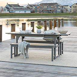 Forest Gate Olive 3-Piece Outdoor Acacia Extendable Table Dining Set in Grey Wash
