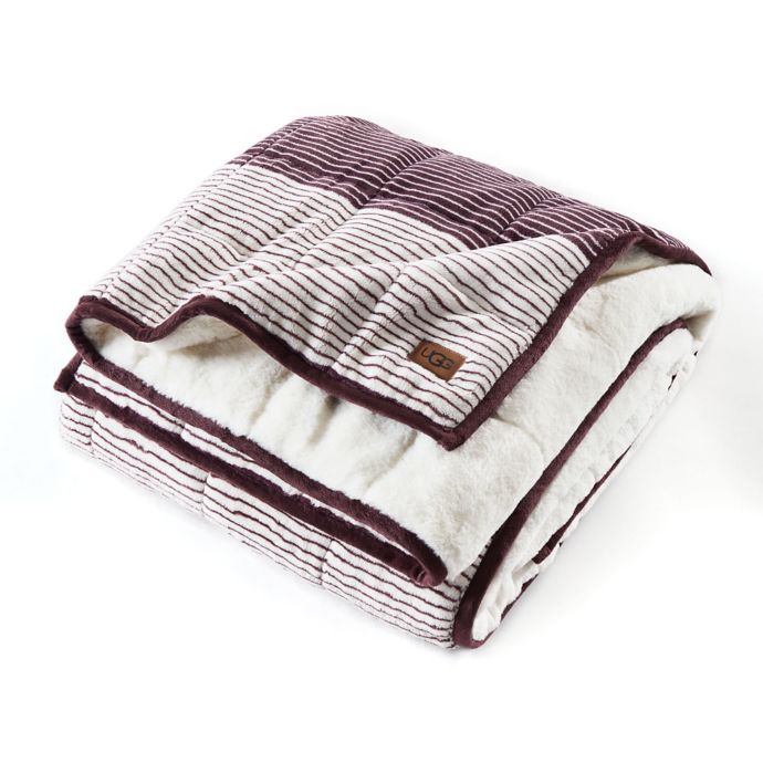 UGG® Serene Reversible Striped 12 lb. Weighted Throw Blanket | Bed Bath