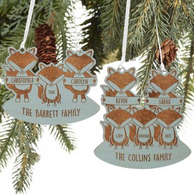 Fox Family Personalized Wood Ornament Collection. View a larger version of this product image.