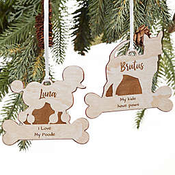 Dog Breed Personalized Wood Ornament in Whitewash