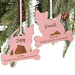 Dog Breed Memorial Personalized Wood Ornament in Pink Stain