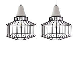 Southern Enterprises Brantville Pendant Lamp with Cage Style Metal Shade (Set of 2)