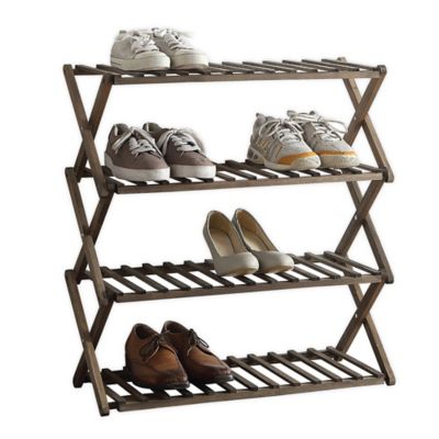 long wooden shoe rack