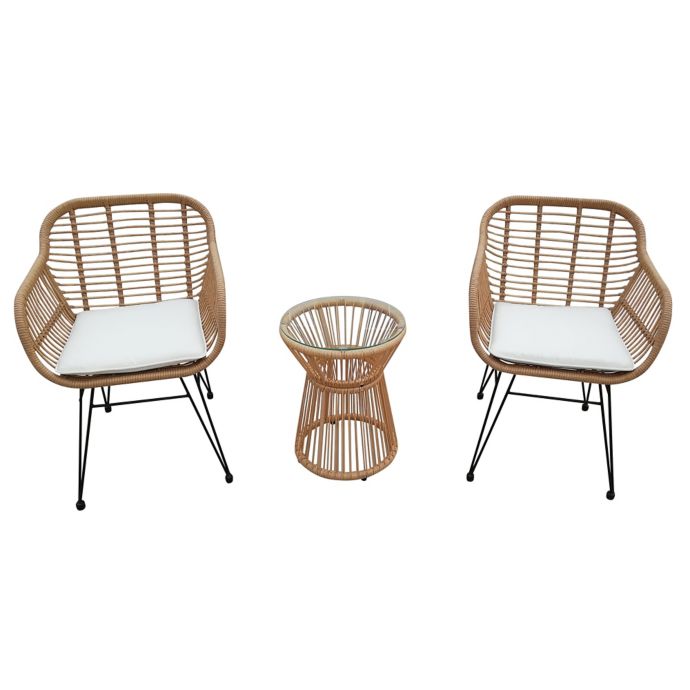 Destination Summer 3 Piece Wicker Rope Bistro Patio Furniture Set In Tan Bed Bath And Beyond Canada