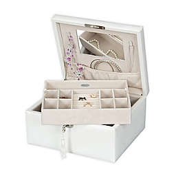 Mele & Co. Edith Locking Fashion Jewelry Box in White