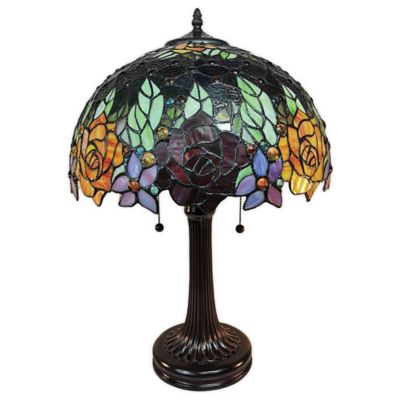 Tiffany Style Roses 2-Light Table Lamp