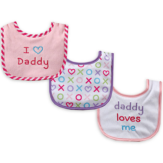 Alternate image 1 for Luvable Friends® 3-Pack Daddy Drooler Bib Set in Pink