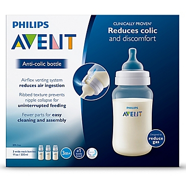 Philips Avent 3-Pack 11 fl. oz. Anti-Colic Wide-Neck Bottles. View a larger version of this product image.