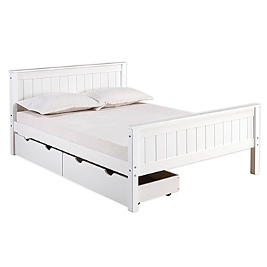 Harmony Full Wood Platform Bed with Storage in White. View a larger version of this product image.