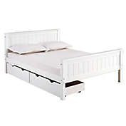 Harmony Full Wood Platform Bed with Storage in White