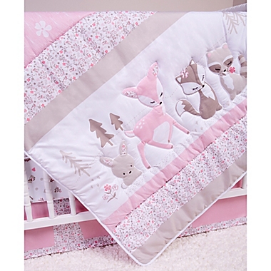 Sammy &amp; Lou 4-Piece Forest Friends Crib Bedding Set in Pink. View a larger version of this product image.