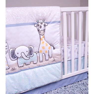 Sammy &amp; Lou Safari Yearbook 4-Piece Crib Bedding Set in Periwinkle. View a larger version of this product image.