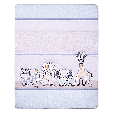 Sammy &amp; Lou Safari Yearbook 4-Piece Crib Bedding Set in Periwinkle. View a larger version of this product image.