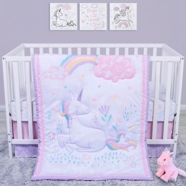 Sammy &amp; Lou 4-Piece Unicorn Crib Bedding Set in Pink. View a larger version of this product image.