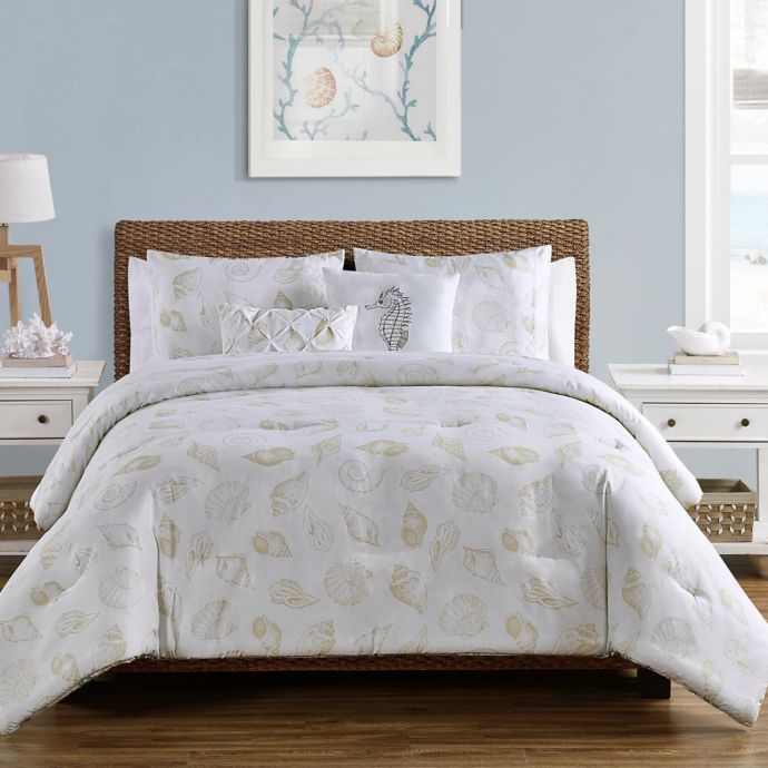 VCNY Home Coral Reef Reversible Duvet Cover Set in White Bed Bath and Beyond Canada