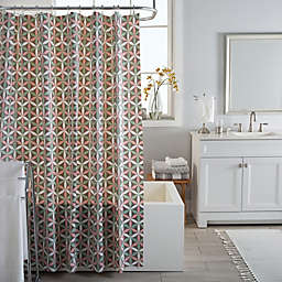 Bath Bliss Geometric Hexagons PEVA Multicolor Shower Curtain