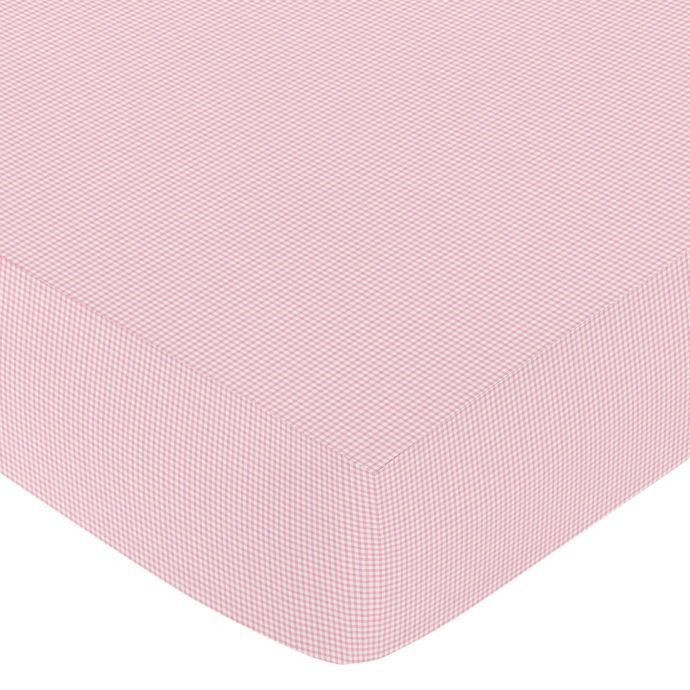 Sweet Jojo Designs Pink French Toile Fitted Gingham Crib Sheet In