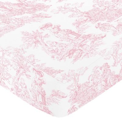 Sweet Jojo Designs Pink French Toile Fitted Toile Print Crib Sheet