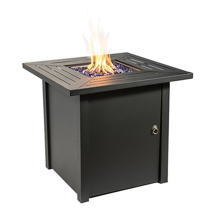 Peaktop 30-Inch Square Steel Propane Gas Fire Pit | Bed ...