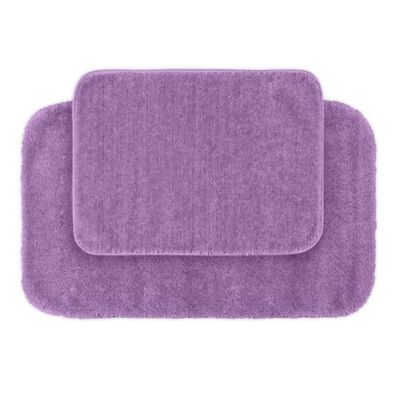Garland Traditional Plush Bath Rug Set in Purple (Set of 2)