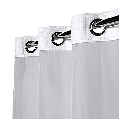 Hookless&reg; Waffle 54-Inch x 80-Inch Stall Fabric Shower Curtain in White. View a larger version of this product image.