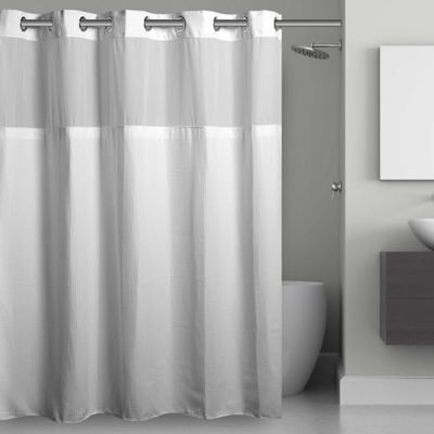 Solid Color Pure White Black Extra Long Fabric Bath Shower Curtains with Hooks 