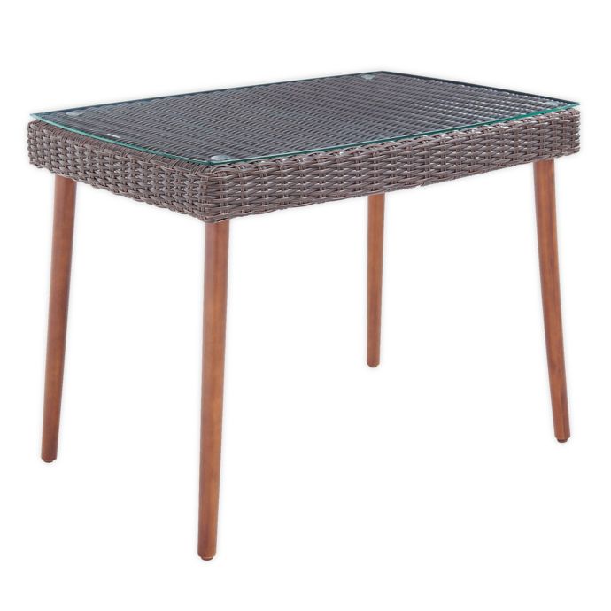 Alaterre Furniture Athens 24 Inch Rectangle All Weather Coffee Table In Chocolate Brown Bed Bath Beyond