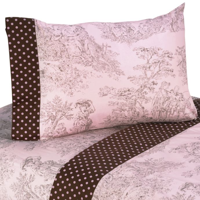 Sweet Jojo Designs French Toile And Polka Dot Sheet Set In Pink