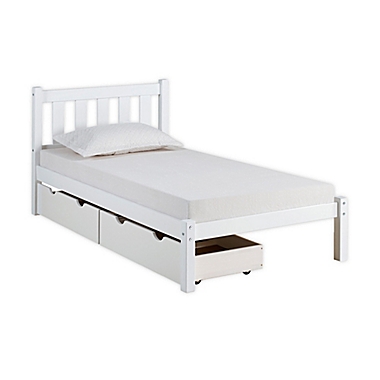 Poppy Twin Wood Platform Bed with Storage in White. View a larger version of this product image.