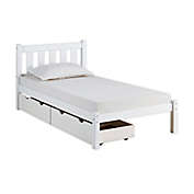 Poppy Twin Wood Platform Bed with Storage in White