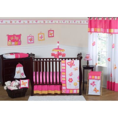 pink butterfly crib bedding