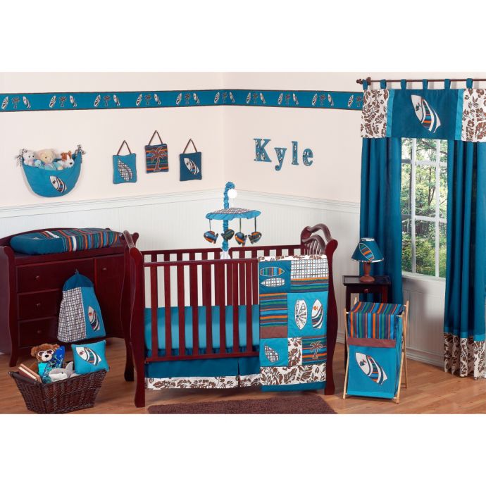 Sweet Jojo Designs Surf 11 Piece Crib Bedding Set In Blue Brown