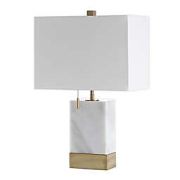 JONATHAN  Y Trevor LED Table Lamp in White with Linen shade