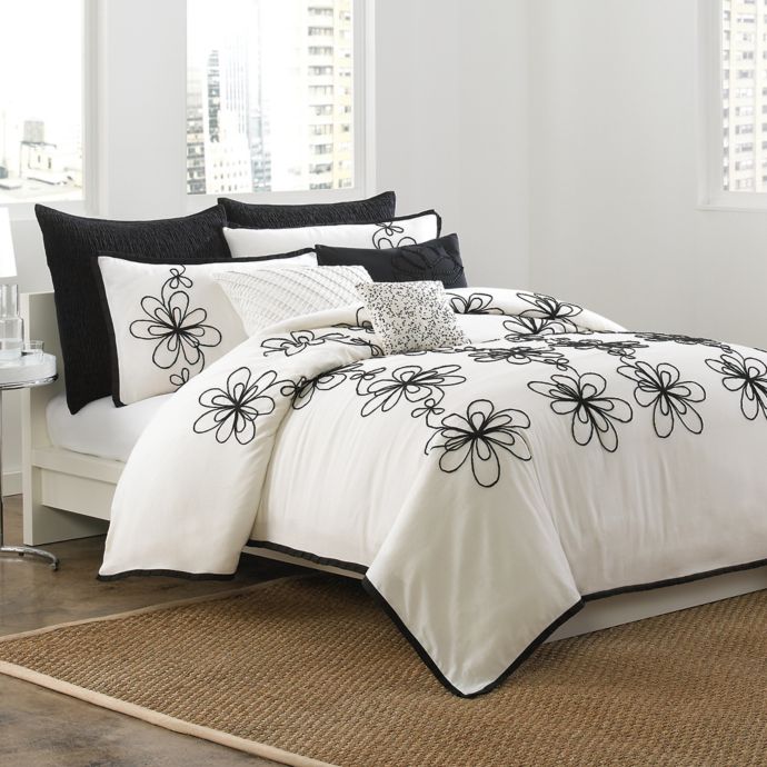 Dkny Metro Floral Duvet Cover In Vanilla Black Bed Bath Beyond